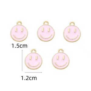 Dije Carita Feliz Esmaltado Zamak (Blanco, Rosa, Amarillo, Salmón, Rojo, Celeste, Verde, Negro) - 1.5cm